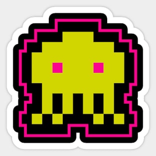 Yellow Aliennn Cool Gaming 8 Bit Sticker